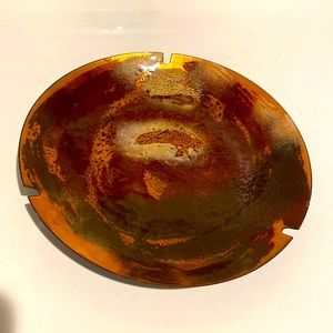 Vtg MCM Enamel on Copper 10” Ash Tray Plate Robert Wuersch Fall River MA